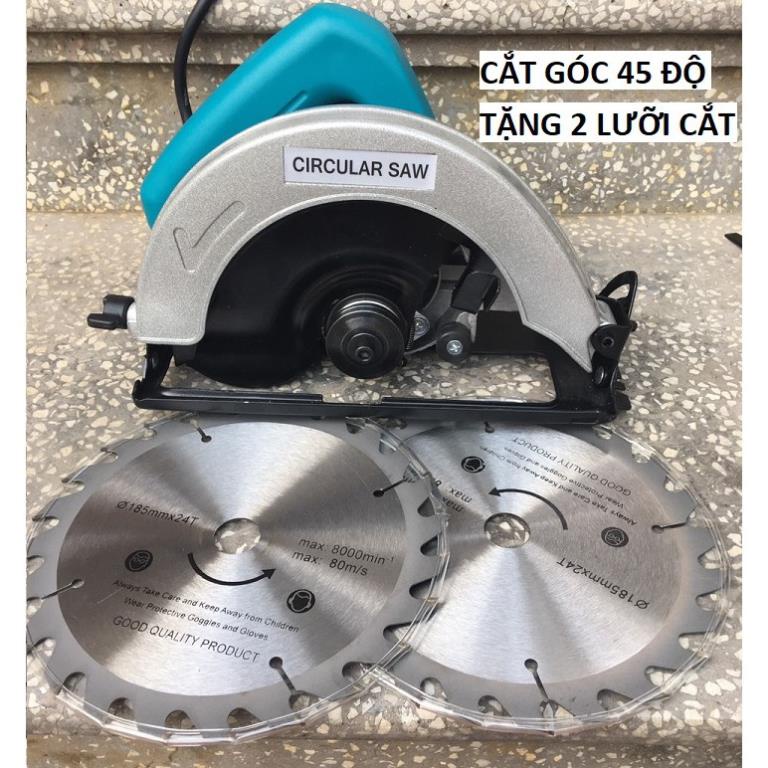 Máy cắt gỗ, Máy cưa gỗ tặng kèm 2 lưỡi cắt 185mm