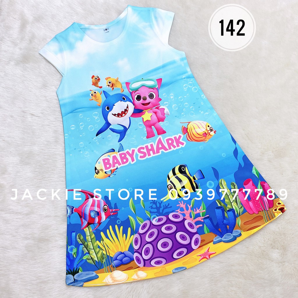 Váy đầm baby shark 3d thái lan cho bé gái