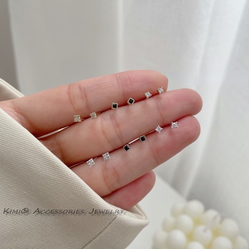Khuyên Tai Bông Tai Khuyên Tai Bạc Bộ Khuyên Tai Mini Màu Bạc Đính Đá Thời Trang Cho Nữ