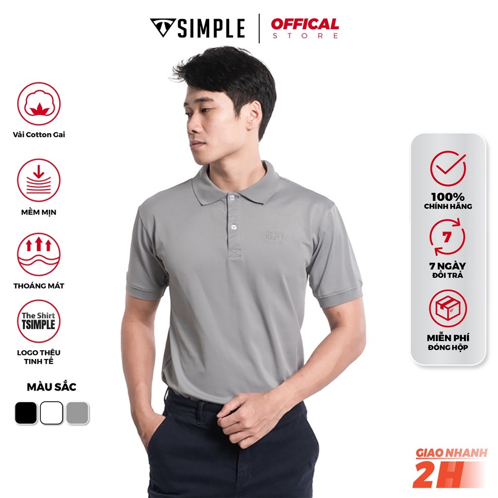 Áo Thun Polo Nam ngắn tay TSIMPLE cổ bẻ vải cá sấu cotton cao cấp xuất xịn chuẩn form logo thêu ACT ⚡
