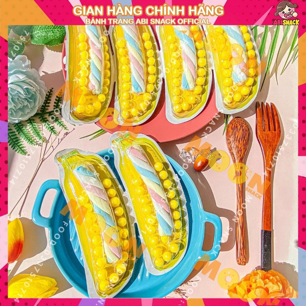 Vĩ 2 set kẹo cứng viên và dẻo mềm hình chuối/ thơm siêu ngộ nghĩnh bánh kẹo Moon Snack Food