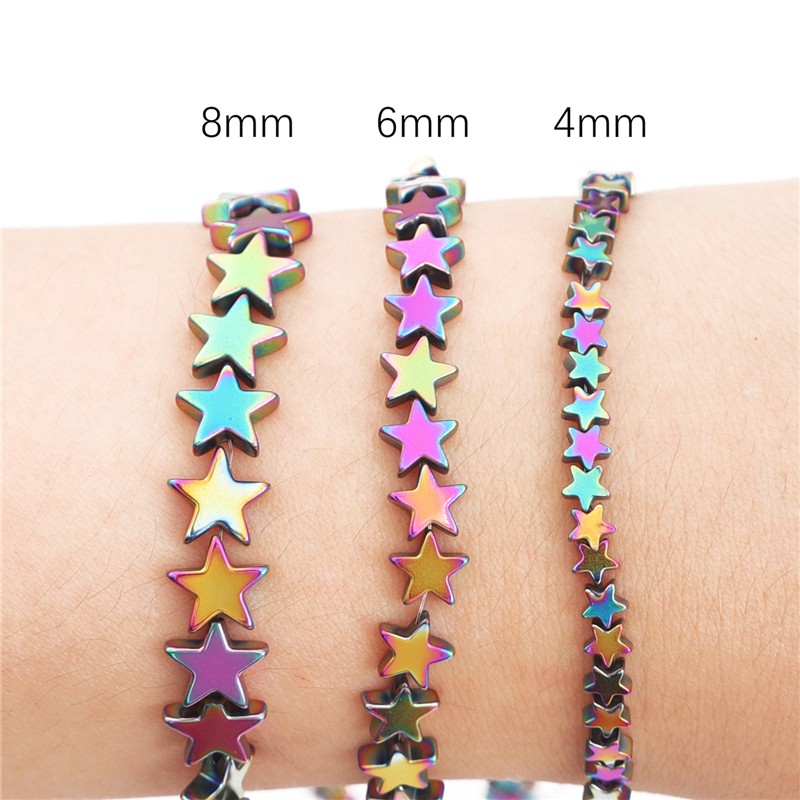 Chuỗi hạt xỏ BEADIA đá sỏi đen kiểu dáng ngôi sao 5 cánh nhiều màu sắc gradient tùy chọn mạ điện làm trang sức