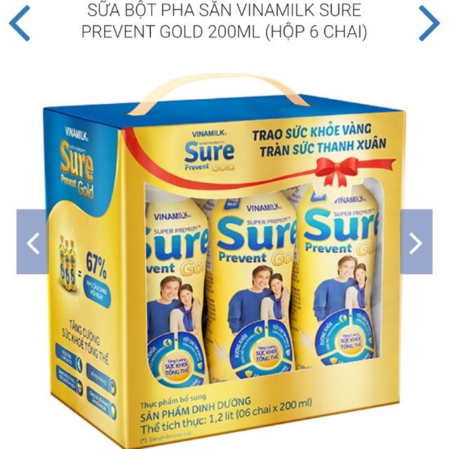 Sữa bột pha sẵn sure prevent gold chai 200ml (lốc sữa nước 6 chai)