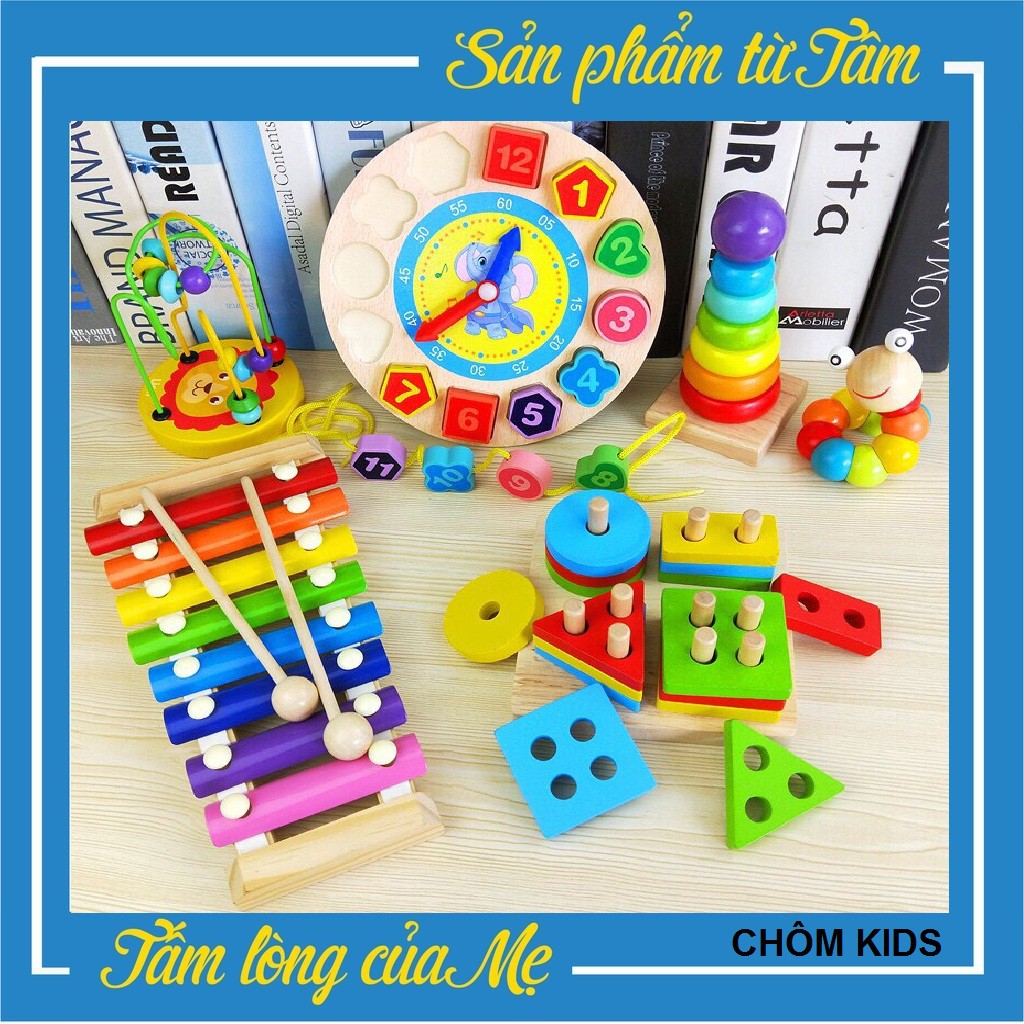 Bộ Đồ Chơi Gỗ Combo 6 Món Bằng Gỗ Giúp Phát Triển Trí Tuệ Sớm Cho Bé