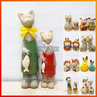 Tượng sứ trang trí hình con vật - Bộ 2 con