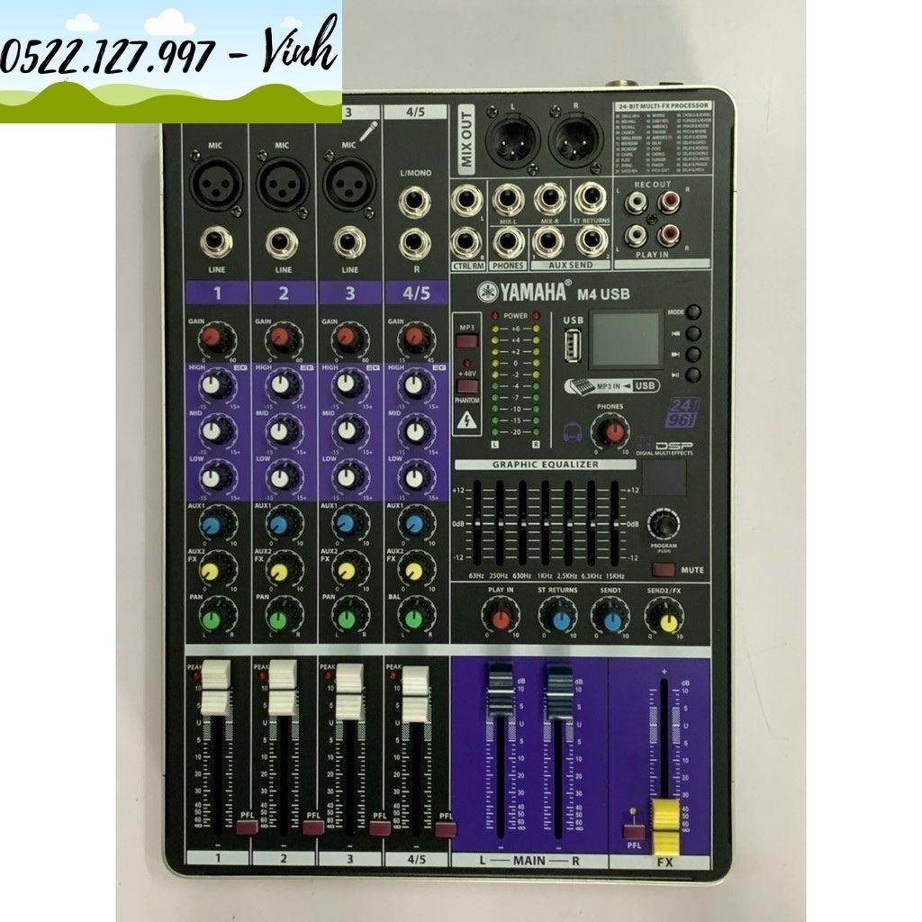 Bàn Trộn Am thanh chuyên nghiệp Yamaha Mixer M4-USB - 99 hiêu ứng - Gia Khang Shop