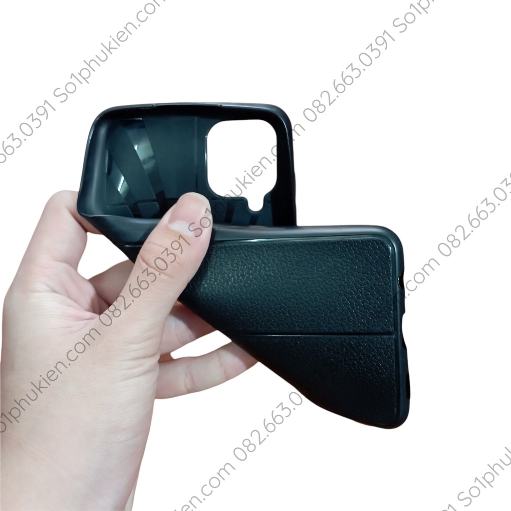 Ốp lưng Samsung a12 dẻo đen vân giả da bền đẹp