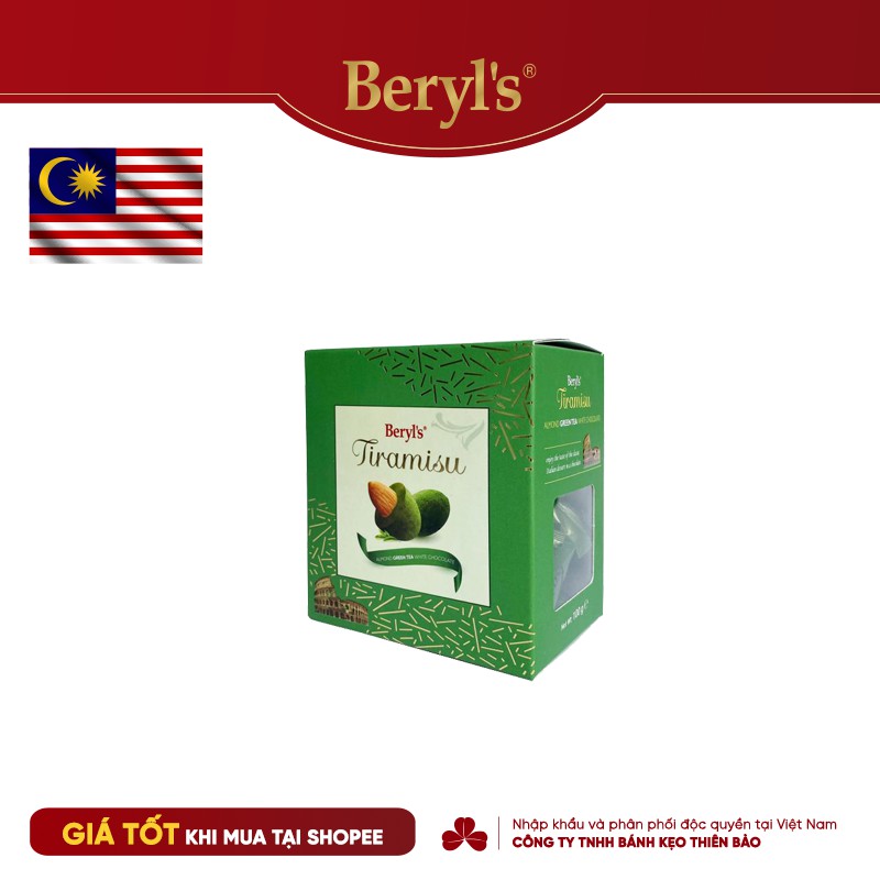 Socola - Chocolate Tiramisu vị hạnh nhân trà xanh Beryls - Almond Green Tea hộp giấy 100g