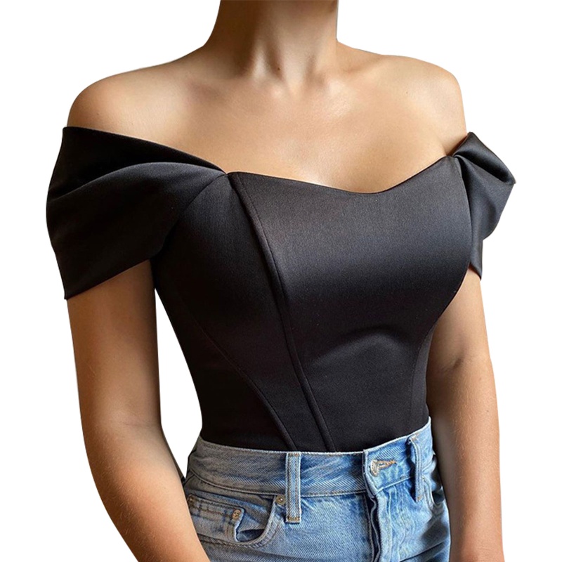 Áo Thun Croptop Ngắn Tay Trễ Vai Gợi Cảm Dành Cho Nữ