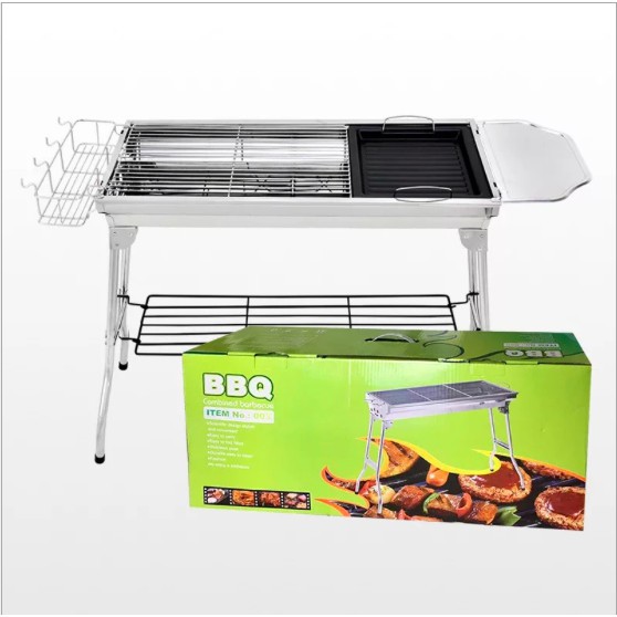 Lò nướng than inox xếp gọn ngoài trời BBQ Full Set 73x33x71cm - Cao Cấp
