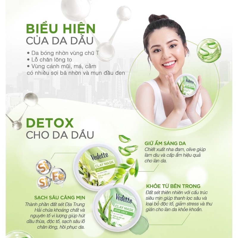 Mặt nạ đất sét Ngọc trai Vedette sạch sâu dịu nhẹ Clay Mask145g