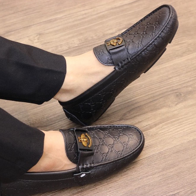 Giày mọi nam da bò -  Giày lười da nam đế bệt xả kho giá gốc- mã M017