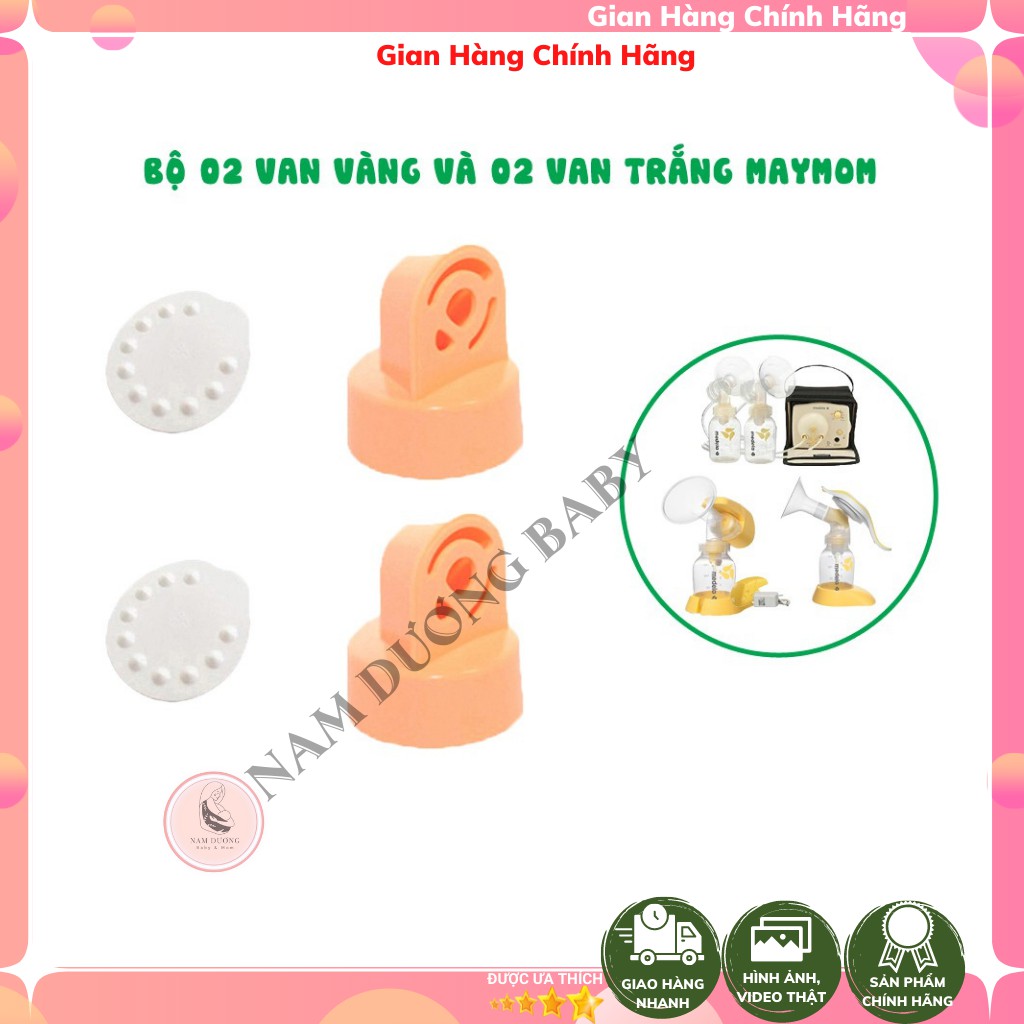 Bộ 02 Van Trắng - 02 Van Vàng Maymom Tương Thích Medela Pump - Symphony - Swing đơn - Harmony - Mini Electric