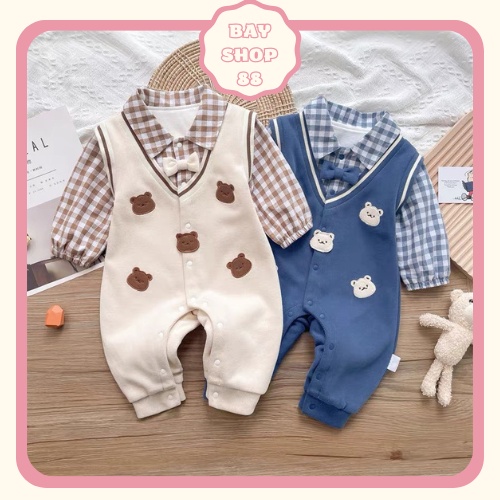 Bộ body dài tay áo liền quần bộ đồ liền thân cho bé trai bé gái 0 đến 12 tháng tuổi Mẫu TD159222
