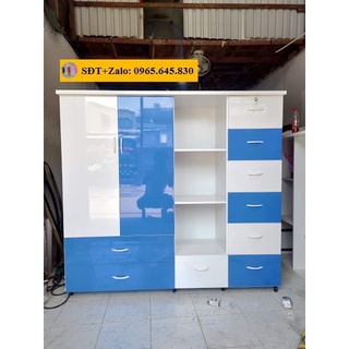 Tủ Nhựa Đài Loan Nhỏ Cao 1m4 Ngang 1m45 Màu Trắng Xanh Dương 122