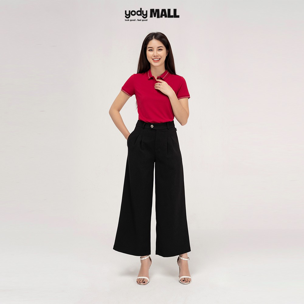 Áo thun polo phối bo nữ YODY có cổ dáng suôn chất vải thông thoáng thấm hút tốt APN3890 | BigBuy360 - bigbuy360.vn