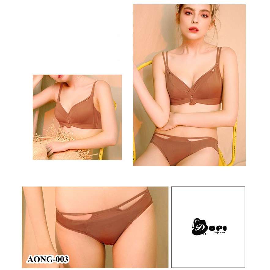 Bộ đồ lót áo ngực và quần lót nữ cao cấp AONG-003 không gọng phối ren