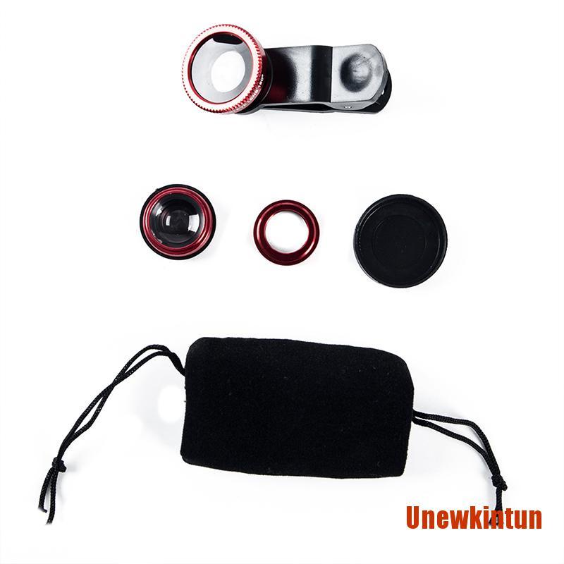 UNEW 3-in-1 Wide Angle Macro Fisheye Lens Camera Kits Mobile Phone Fish Eye Le