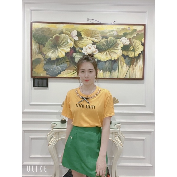 ÁO PHÔNG VIỀN CỔ CƯỜM KHÂU TAY KÈM NƠ VẢI XINH XẮN