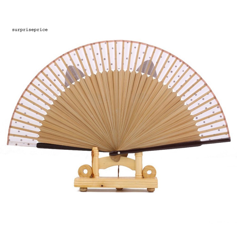 Quạt xếp cầm tay in hình mèo phong cách cổ điển