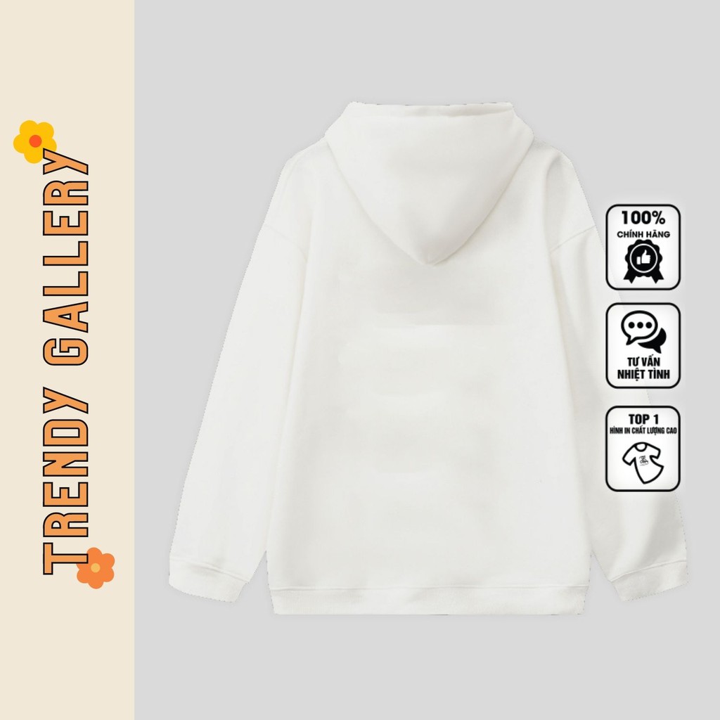 Áo Hoodie Nam Trắng Đen In Chữ &quot;Squirrel&quot; Trendy Gallery, Áo Hoodie Nỉ Form Rộng Basic TV5015