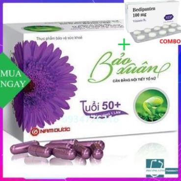 Combo Bedipanten 100mg +  Viên uống bảo xuân tím tuổi 50+ cân bằng nội tiết và gìn giữ nét xuân, hộp 30 viên
