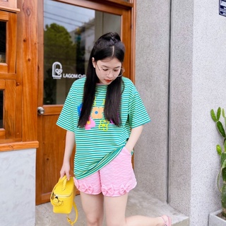 Set đùi áo sọc quần lưới phối nơ