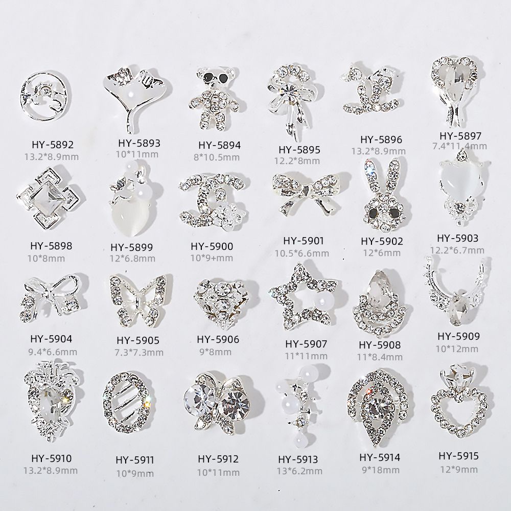 [Hàng mới về] Set 20 phụ kiện hợp kim họa tiết nơ trái tim 3D để trang trí móng tay thủ công