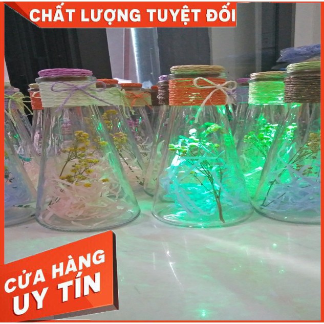 Lọ ước thủy tinh [CÓ ĐÈN] lọ hình nón siêu đẹp✨, trang trí bàn học, handmade , quà sinh nhật ,ước được điều như ý