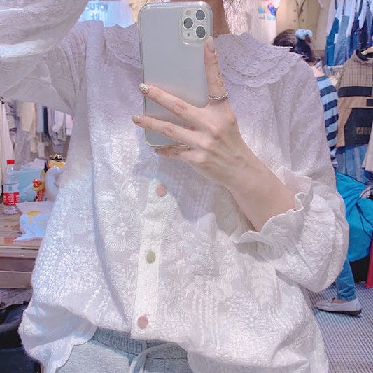 Áo Ren Cổ Búp Bê Dài Tay Thời Trang Nữ