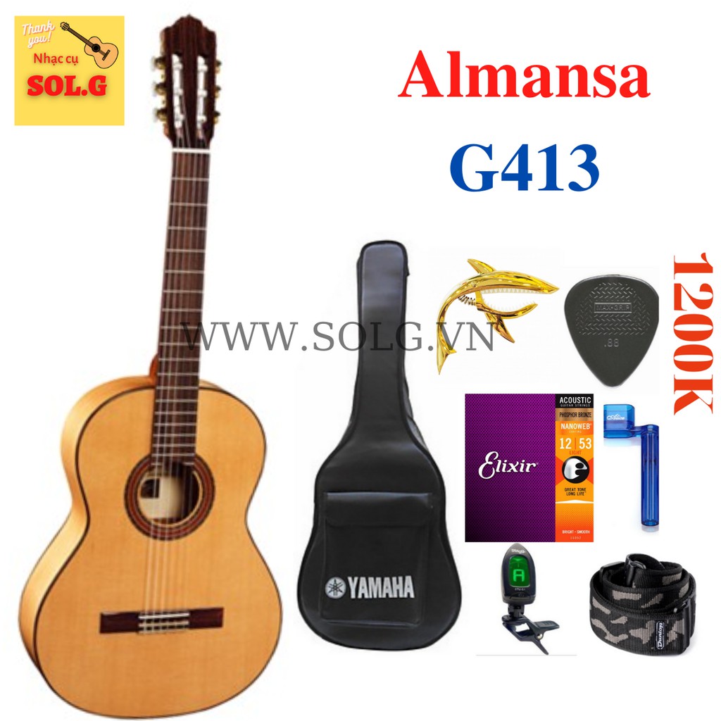 Guitar Classic Almansa 413Flamenco (G413-PHA) Gỗ Vân Sam Nguyên Tấm - Xuất xứ Tây Ban Nha