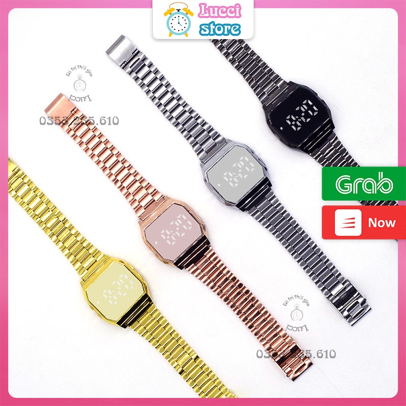 Đồng hồ nam nữ chính hãng, đồng hồ điện tử cảm ứng LED tráng gương dây thép không gỉ | BigBuy360 - bigbuy360.vn
