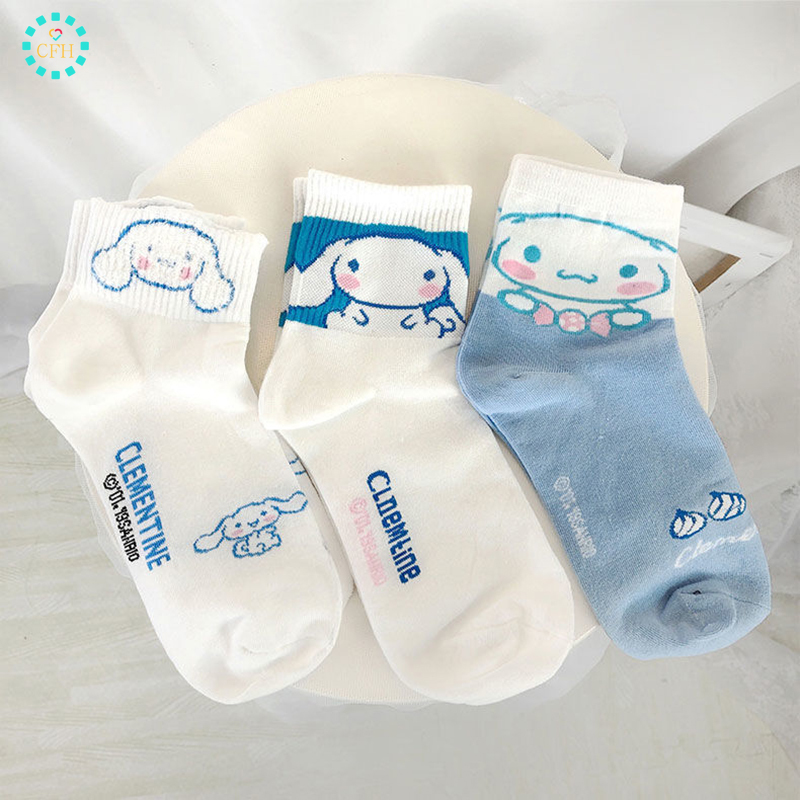 Tất Cotton Cổ Cao In Hình Hoạt Hình Dễ Thương