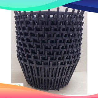 10 Chậu Nhựa Giả Gỗ Trồng Lan Fi35 Màu Đen Có Nan Phụ
