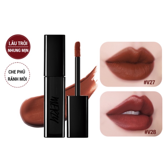 [CHÍNH HÃNG] Son Kem Lì Merzy Noir Velvet Tint 4.5g Full 4 Black ver - KELLY BEAUTY