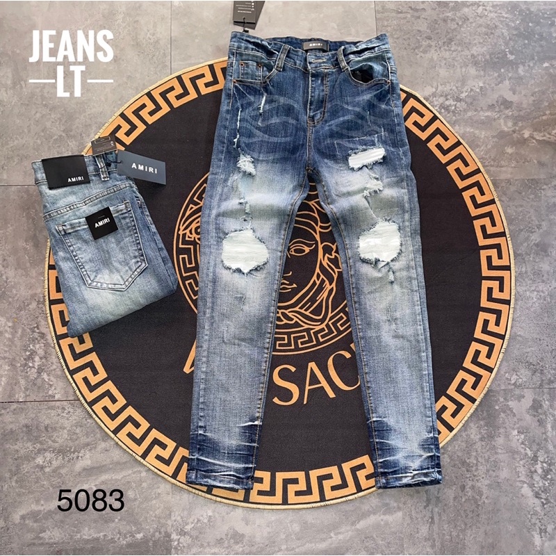 Quần jean mikenco vá da nhăn,quần bò mikenco phối khoá