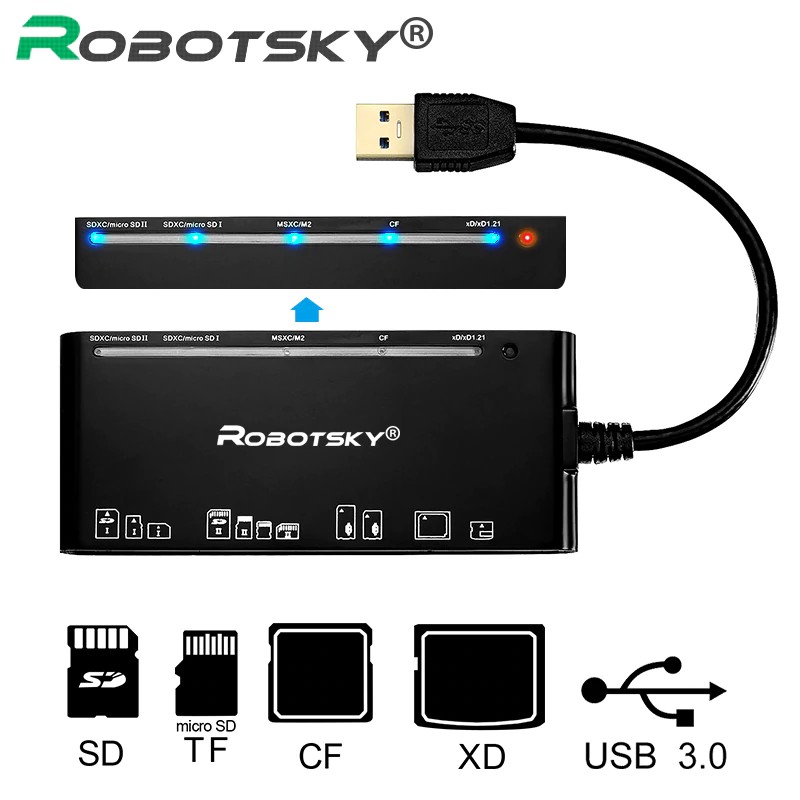 Đầu đọc thẻ nhớ 7 trong 1 USB 3.0 SD / TF CF MS XD Micro SD