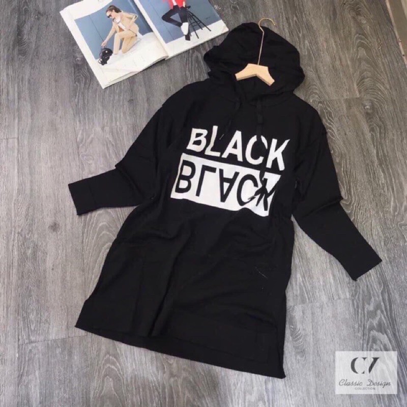 Váy suông hoodie Black trend