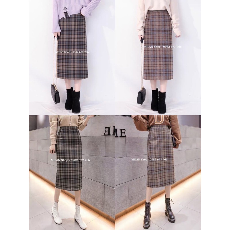Chân váy dạ kẻ dài qua gối 7 kiểu 16 màu kẻ caro | BigBuy360 - bigbuy360.vn