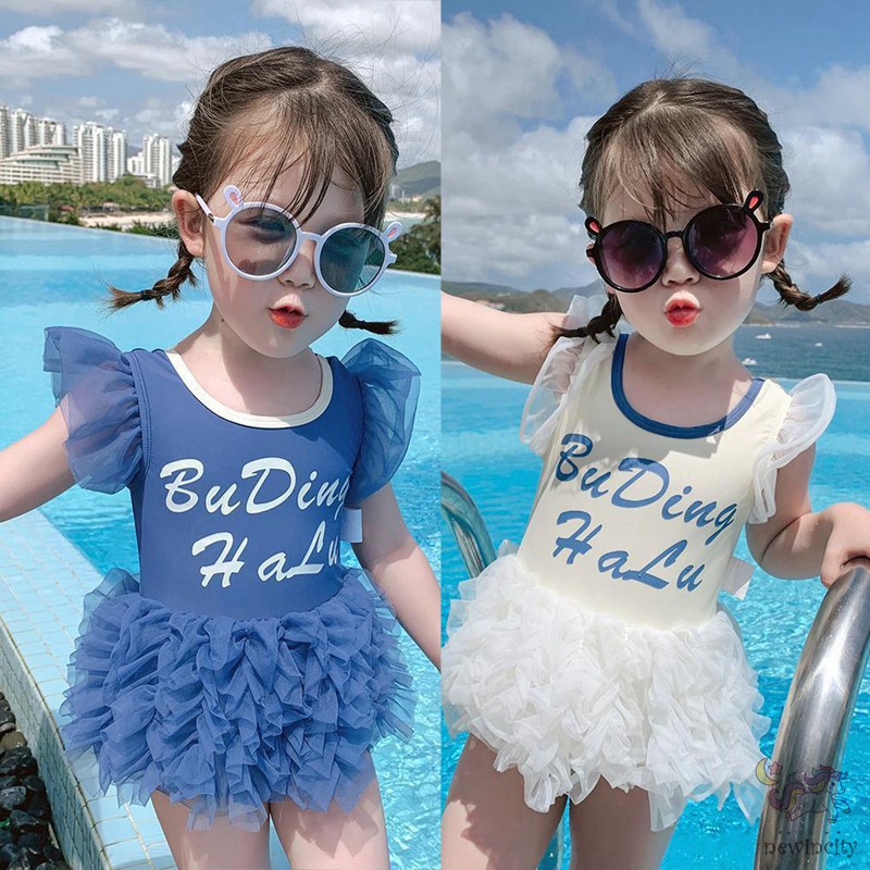 Đồ Bơi Một Mảnh In Chữ Cho Bé Gái