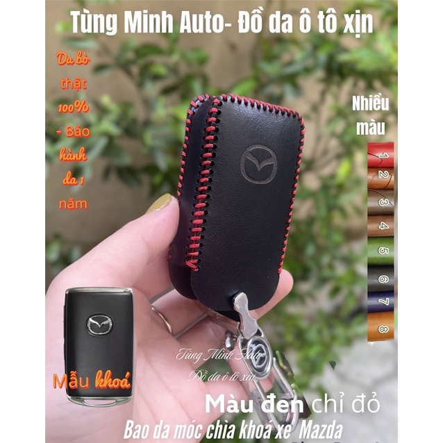 Bao da móc khoá cho dòng xe ô tô Mazda 3, Mazda Cx30, Cx3, bọc chìa khoá da thật khâu tay 100%