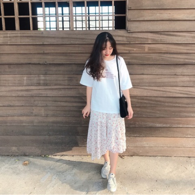 Chân Váy hoa nhí tầng