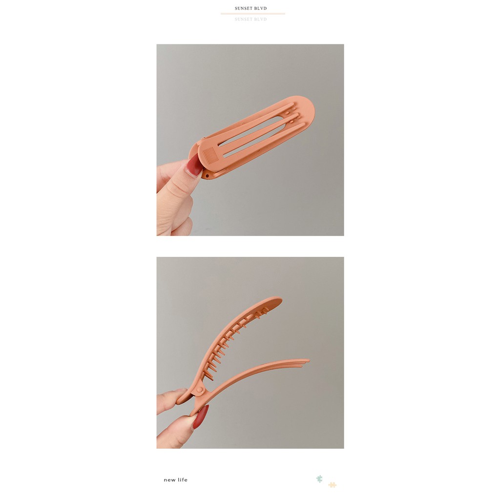 Kẹp tóc màu trơn kiểu dáng đơn giản phong cách Hàn Quốc cho nữ