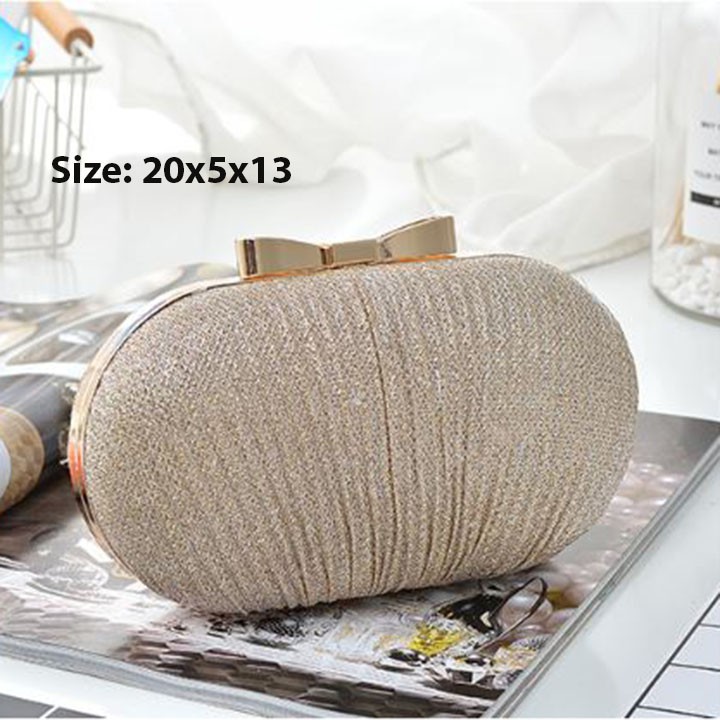 Ví nữ cầm tay dự tiệc đẹp, bóp cầm tay dự tiệc nữ dạng cốp tròn có dây đeo chéo sang trọng