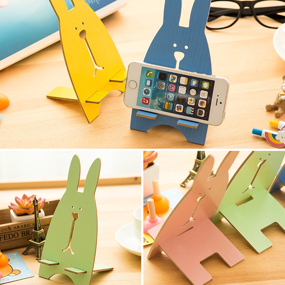 Giá đỡ điện thoại bằng gỗ hình thỏ dễ thương