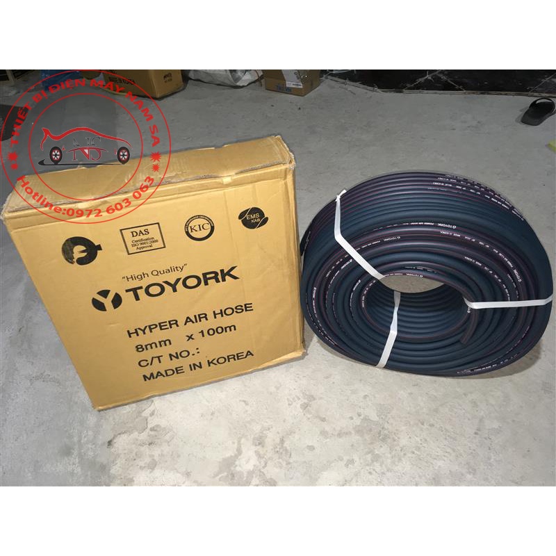 Dây dẫn khí nén Hàn Quốc Toyork 2 lớp bố vải phi 8 mm | giá 1 mét dài