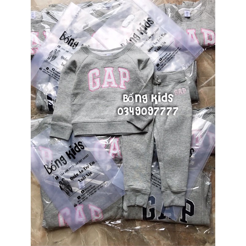 Bộ Nỉ Bé Gái Logo Ghi 2y(12-13kg)
