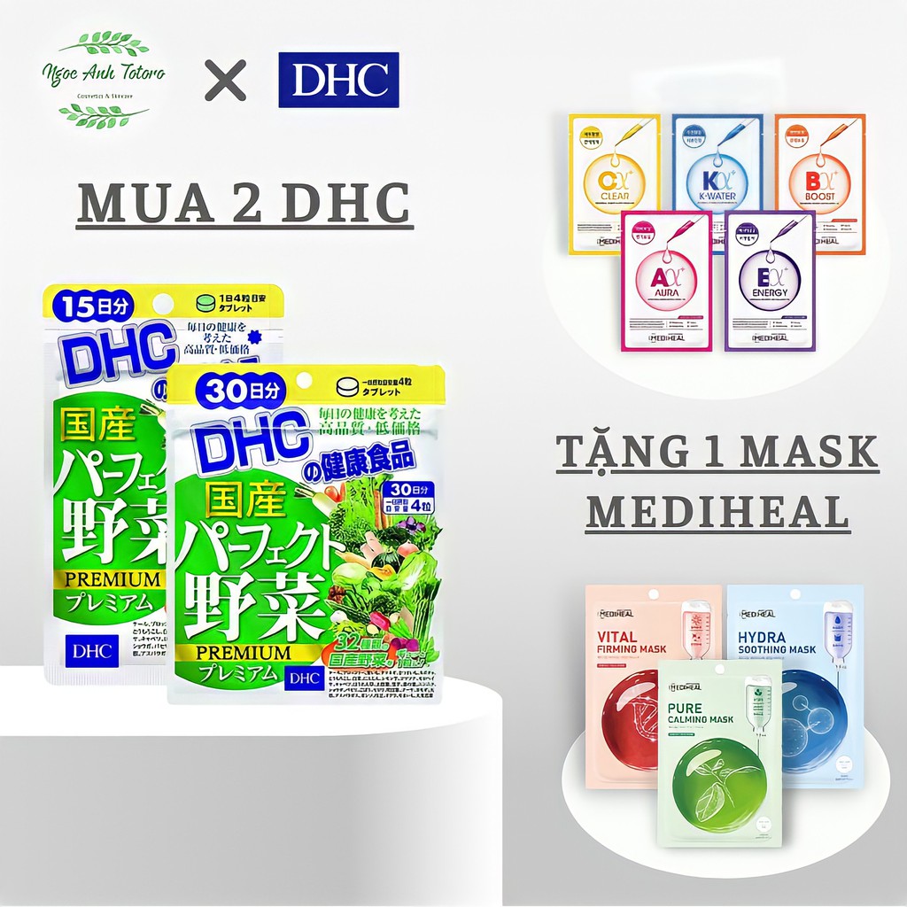 Viên uống rau củ DHC Perfect Vegetable tặng mask mediheal