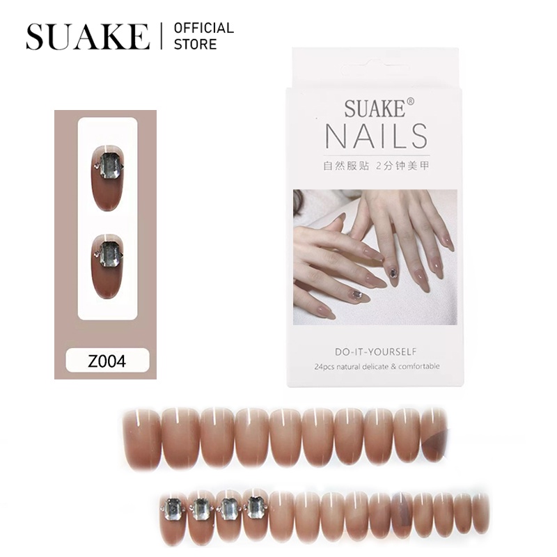 Set 24 móng tay giả SUAKE đính nơ thiết kế dễ thương cho nữ