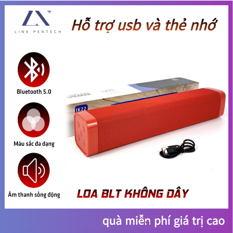 Loa Bluetooth Không Dây Siêu Bass IK22，Loa Di Động Mini Ngoài Trời Dài Nghe Nhạc Cực Hay Hỗ Trợ USB Và Thẻ Nhớ